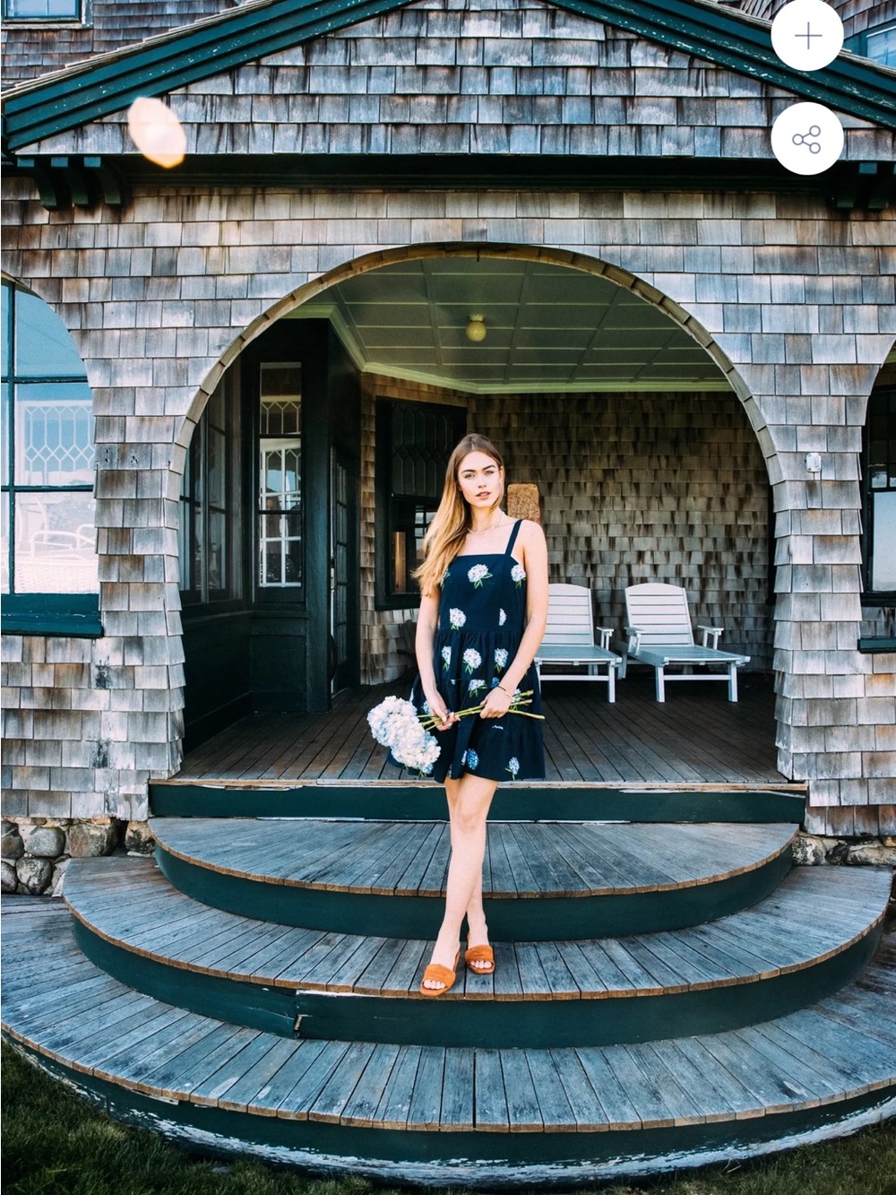 Kiel James Patrick Navy Midi Dress with Blue Floral Embroidery - Picture 5 of 5